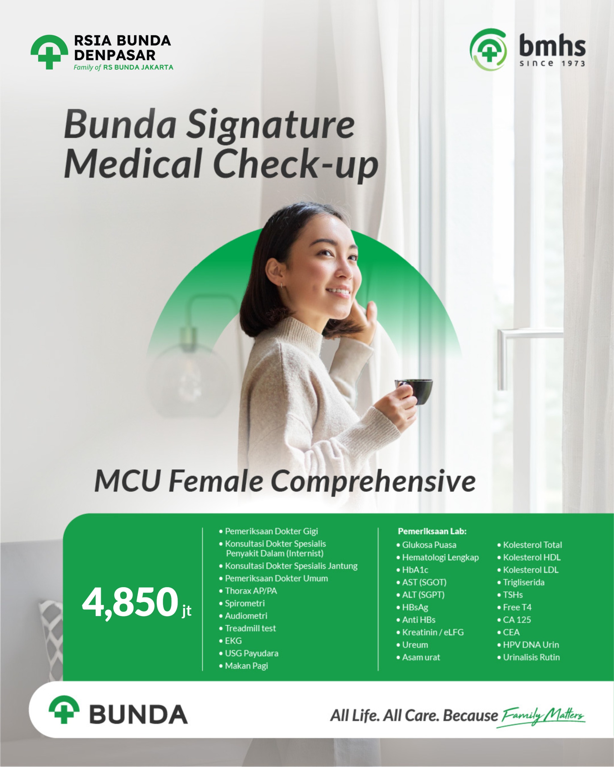 Paket MCU Female Comprehensive Bunda Denpasar untuk pemeriksaan kesehatan wanita lengkap di Bali