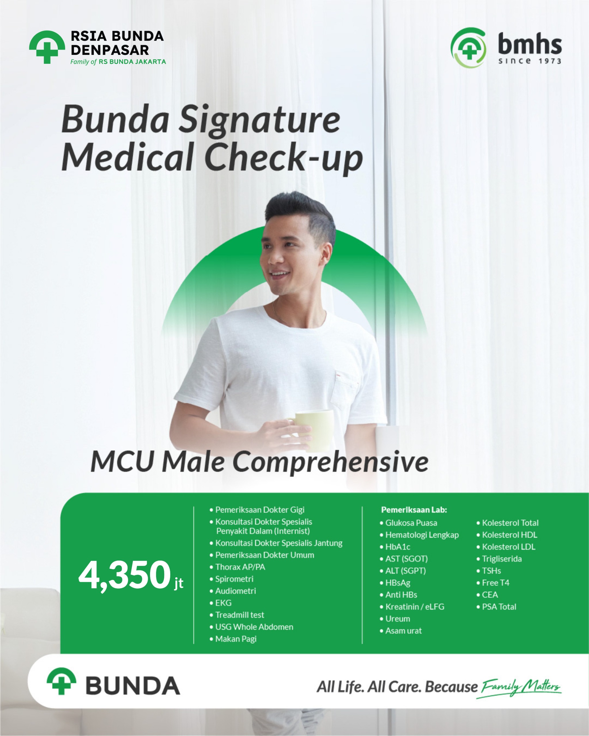 Paket MCU Male Comprehensive Bunda Denpasar untuk pemeriksaan kesehatan pria lengkap di Bali