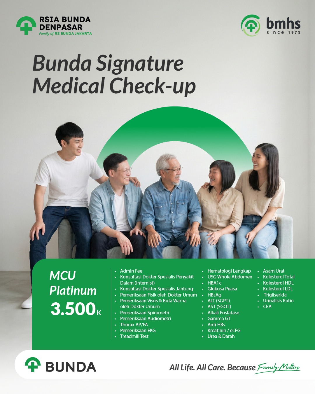 Paket MCU Platinum Bunda Denpasar Bali dengan pemeriksaan kesehatan paling lengkap untuk deteksi dini penyakit secara menyeluruh