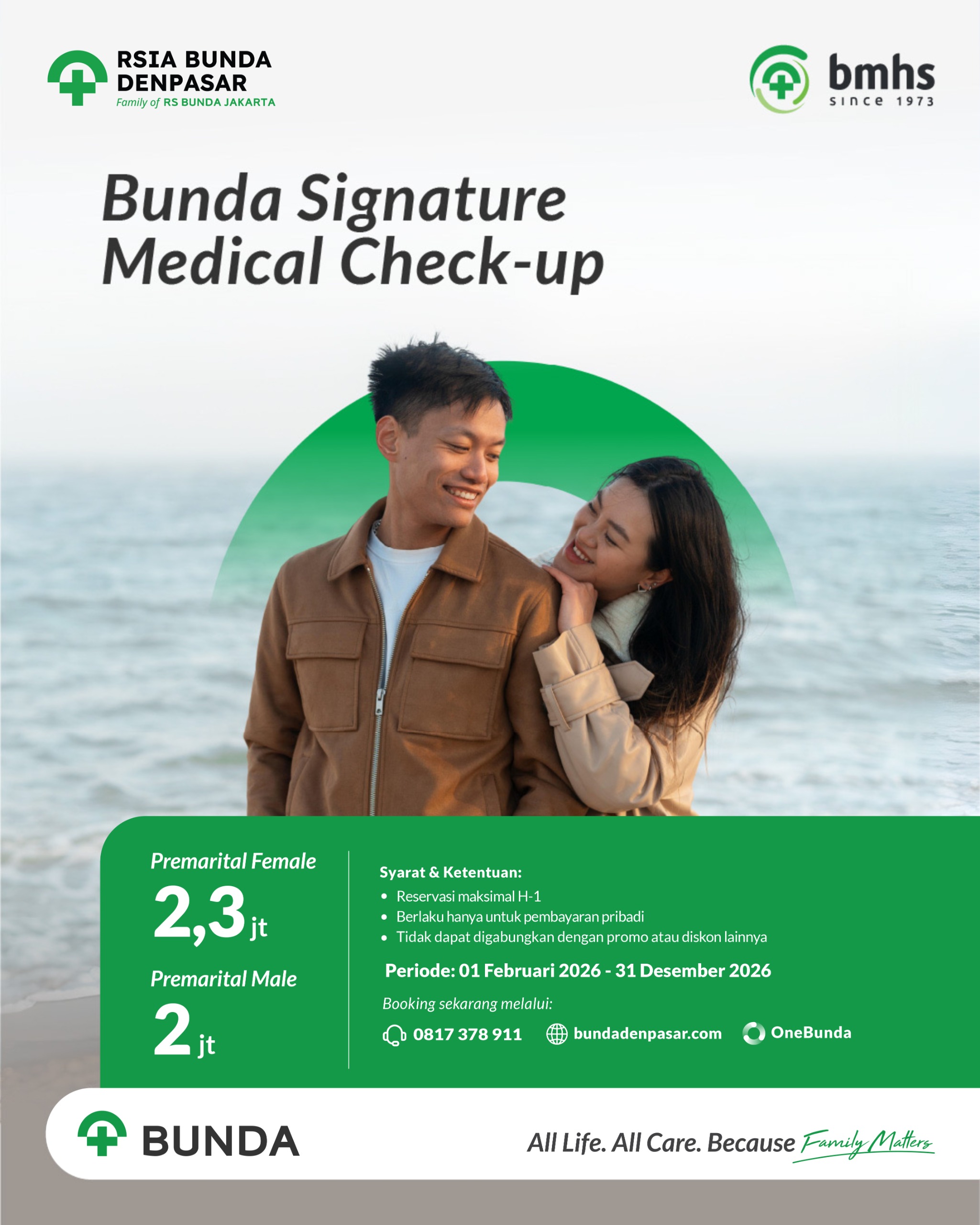 Paket MCU Premarital Male & Female Bunda Denpasar untuk pemeriksaan kesehatan pasangan sebelum menikah di Bali